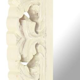 Berkfield Home Hand Carved Mirror White 50x50 cm Solid Mango Wood in Cream - thumbnail 5