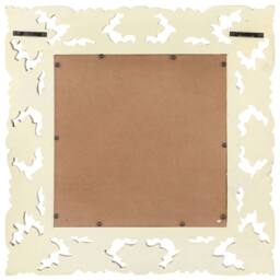 Berkfield Home Hand Carved Mirror White 50x50 cm Solid Mango Wood in Cream - thumbnail 1