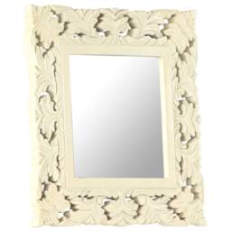 Berkfield Home Hand Carved Mirror White 50x50 cm Solid Mango Wood in Cream - thumbnail 7