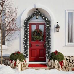Berkfield Home Christmas Garland with LED Lights 10 m Black