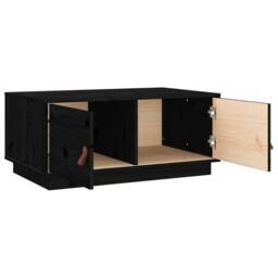 Berkfield Home Beautiful Coffee Table Black 80x50x35 cm Solid Wood Pine - Size: 80 x 50 x 35 cm - thumbnail 6