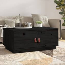 Berkfield Home Beautiful Coffee Table Black 80x50x35 cm Solid Wood Pine - Size: 80 x 50 x 35 cm - thumbnail 2