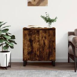 Berkfield Home Sideboard Smoked Oak 60x35x70 cm Engineered Wood in Brown - Size: 60 x 35 x 70 cm - thumbnail 2