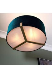 Netlighting Hayfield Multi Arm Pendant Light Matt Antique Brass Plate Green Velvet in Gold - thumbnail 6