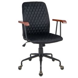 Costway Velvet Leisure Chair Adjustable Swivel Home Office Chair Rolling Computer Chair Black