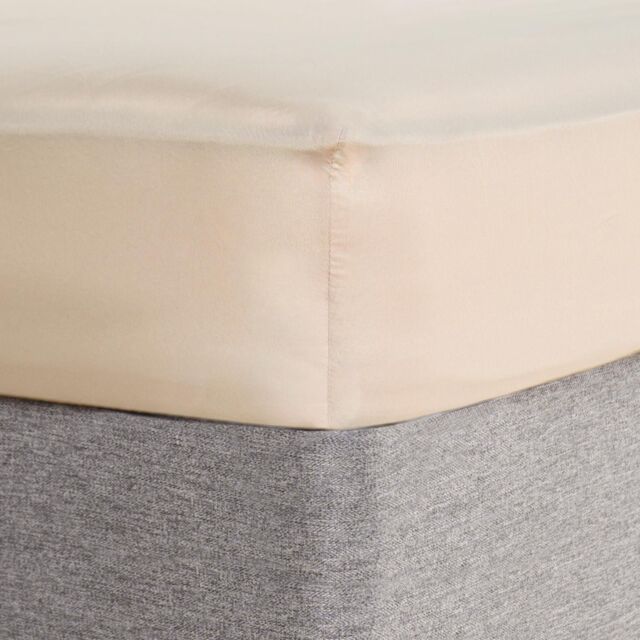 OHS Plain Dyed Non-Iron Fitted Bed Sheet in Natural - Size: Single Fitted - image 1