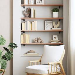 Berkfield Home Beautiful Wall Shelf Light Brown 80x20x2 cm Treated Solid Wood Oak - Size: 80 x 20 x 2 cm