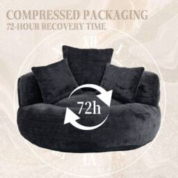 Direct Wicker Lazy Sofa, Durable Comfort High Back Chenille Bean Bag Chair Couch in Black - Size: 1 Pack - thumbnail 5