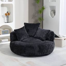 Direct Wicker Lazy Sofa, Durable Comfort High Back Chenille Bean Bag Chair Couch in Black - Size: 1 Pack - thumbnail 8