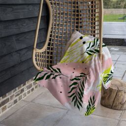 Benjamin Tate Design Green Leaves On Brush Strokes Blanket in Natural - Size: 120 cm x 150 cm - thumbnail 4