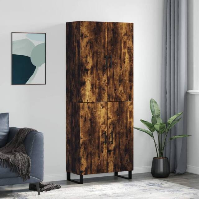 Berkfield Home Highboard Smoked Oak 69.5x34x180 cm Engineered Wood in Brown - image 1