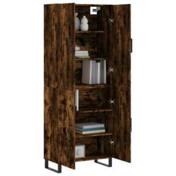 Berkfield Home Highboard Smoked Oak 69.5x34x180 cm Engineered Wood in Brown - thumbnail 3