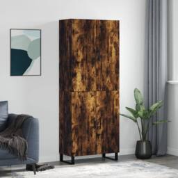 Berkfield Home Highboard Smoked Oak 69.5x34x180 cm Engineered Wood in Brown - thumbnail 1