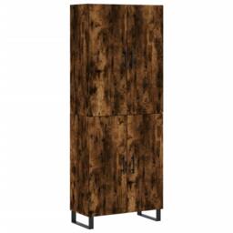 Berkfield Home Highboard Smoked Oak 69.5x34x180 cm Engineered Wood in Brown - thumbnail 2