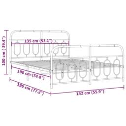 Berkfield Home Metal Bed Frame without Mattress with Footboard Black 135x190cm - Size: 135x190 cm - thumbnail 8