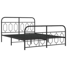 Berkfield Home Metal Bed Frame without Mattress with Footboard Black 135x190cm - Size: 135x190 cm - thumbnail 1
