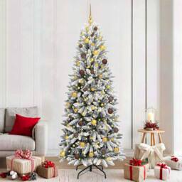 Berkfield Home Green Artificial Christmas Tree with 300 LEDs White 78 x 78 x 210 cm - thumbnail 2