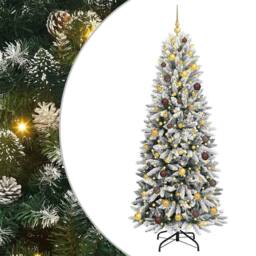 Berkfield Home Green Artificial Christmas Tree with 300 LEDs White 78 x 78 x 210 cm - thumbnail 3