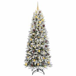 Berkfield Home Green Artificial Christmas Tree with 300 LEDs White 78 x 78 x 210 cm - thumbnail 1