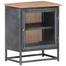 Berkfield Home Bedside Cabinet Grey 40x30x50 cm Solid Acacia Wood - Size: 40 x 30 x 50 cm - thumbnail 2
