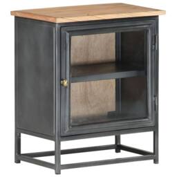 Berkfield Home Bedside Cabinet Grey 40x30x50 cm Solid Acacia Wood - Size: 40 x 30 x 50 cm - thumbnail 8