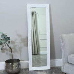 Melody Maison Tall / Long White Ornate Wall / Leaner Mirror 47cm X 142cm - Size: 47 cm X 142 cm - thumbnail 2