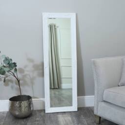 Melody Maison Tall / Long White Ornate Wall / Leaner Mirror 47cm X 142cm - Size: 47 cm X 142 cm - thumbnail 4