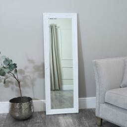 Melody Maison Tall / Long White Ornate Wall / Leaner Mirror 47cm X 142cm - Size: 47 cm X 142 cm - thumbnail 3
