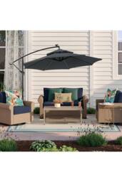 Living and Home 2.91m W x 2.91m D Double-Top Cantilever Parasol with Lights in Dark Grey - thumbnail 1