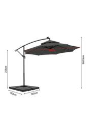 Living and Home 2.91m W x 2.91m D Double-Top Cantilever Parasol with Lights in Dark Grey - thumbnail 6
