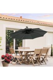 Living and Home 2.91m W x 2.91m D Double-Top Cantilever Parasol with Lights in Dark Grey - thumbnail 3