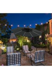 Living and Home 2.91m W x 2.91m D Double-Top Cantilever Parasol with Lights in Dark Grey - thumbnail 2
