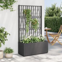Berkfield Home Garden Planter with Trellis Dark Grey 80x36x140 cm PP - Size: 80 x 36 x 140 cm - thumbnail 1
