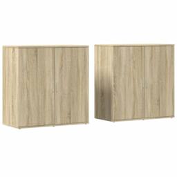 Berkfield Home Sideboards 2 pcs Sonoma Oak 79x38x80 cm Engineered Wood in Light Brown - Size: 79 x 38 x 80 cm - thumbnail 1