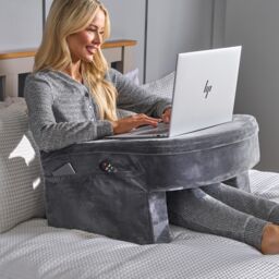 OHS Gaming Desk Lap Pillow Cushion Laptop Table Tray Filled Plump Foam Pockets Pad in Charcoal - thumbnail 1