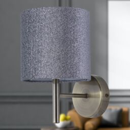 First Choice Lighting Set of 2 Brea - Antique Brass Wall Lights with Silver Glitter Shades in Gold - thumbnail 4