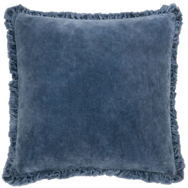 Yard Bertie 100% Cotton Velvet Cushion in Dark Blue - Size: 45 cm x 45 cm - image 1