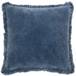 Yard Bertie 100% Cotton Velvet Cushion in Dark Blue - Size: 45 cm x 45 cm - thumbnail 1