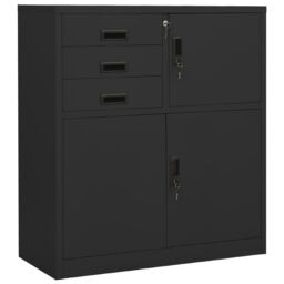 Berkfield Home Office Cabinet Anthracite 90x40x102 cm Steel in Black - Size: 90 x 40 x 102 cm - thumbnail 1