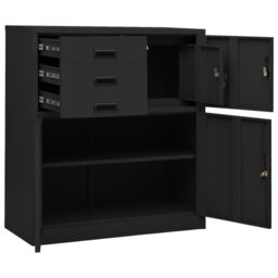 Berkfield Home Office Cabinet Anthracite 90x40x102 cm Steel in Black - Size: 90 x 40 x 102 cm - thumbnail 6