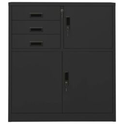 Berkfield Home Office Cabinet Anthracite 90x40x102 cm Steel in Black - Size: 90 x 40 x 102 cm - thumbnail 2