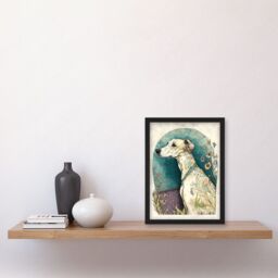 Artery8 Whippet Dog with Flowers Modern Multicoloured Watercolour Illustration Artwork Framed Wall Art Print A4 in Black - thumbnail 2