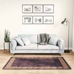 Berkfield Home Rug Washable 80x150 cm Black & Gold Anti Slip - Size: 100 cm diameter - thumbnail 2