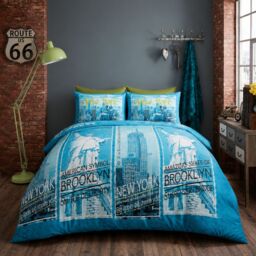 Smart Living Printed Polycotton Inspire Duvet Cover With Pillowcases in Teal - Size: King - thumbnail 2
