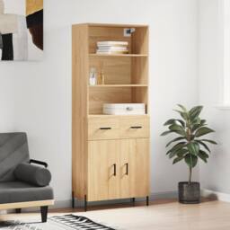Berkfield Home Highboard Sonoma Oak 69.5x34x180 cm Engineered Wood in Light Tan - thumbnail 2