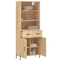 Berkfield Home Highboard Sonoma Oak 69.5x34x180 cm Engineered Wood in Light Tan