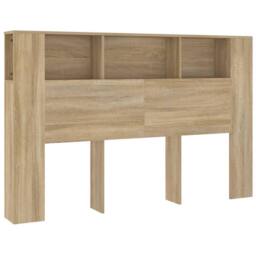 Berkfield Home Headboard Cabinet Sonoma Oak 160x18.5x104.5 cm in Brown - thumbnail 2