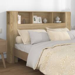 Berkfield Home Headboard Cabinet Sonoma Oak 160x18.5x104.5 cm in Brown - thumbnail 1