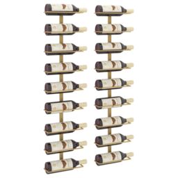 Berkfield Home Wall-mounted Wine Rack for 9 Bottles 2 pcs Gold Iron - thumbnail 3