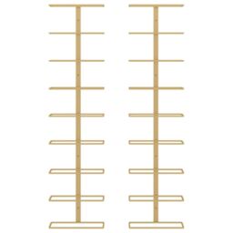 Berkfield Home Wall-mounted Wine Rack for 9 Bottles 2 pcs Gold Iron - thumbnail 4